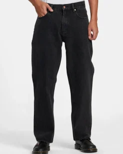 RVCA AMERICANA DAYSHIFT RELAXED FIT JEANS Black Rinse Discount
