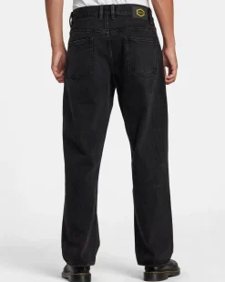 RVCA AMERICANA DAYSHIFT RELAXED FIT JEANS Black Rinse Discount