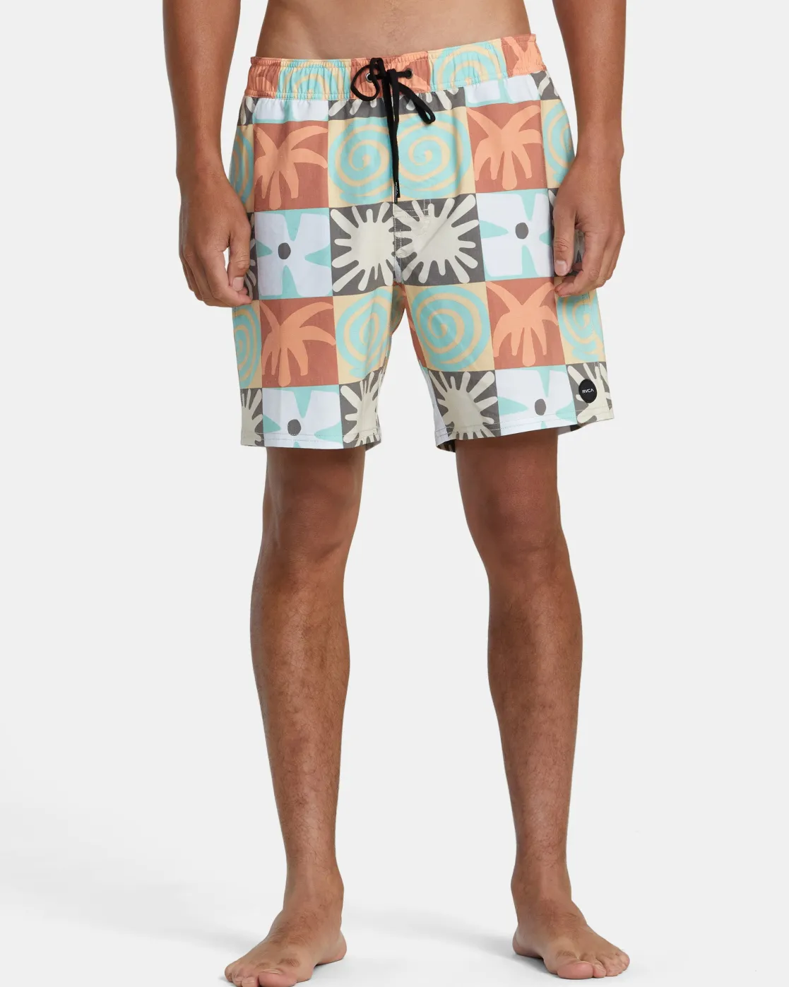 RVCA ATLAS ELASTIC WAIST 17" BOARDSHORTS Multi Check Clearance