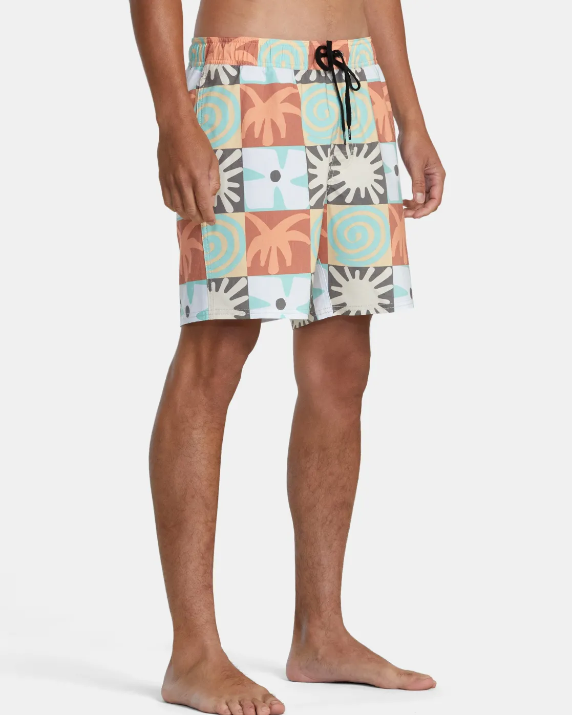 RVCA ATLAS ELASTIC WAIST 17" BOARDSHORTS Multi Check Clearance