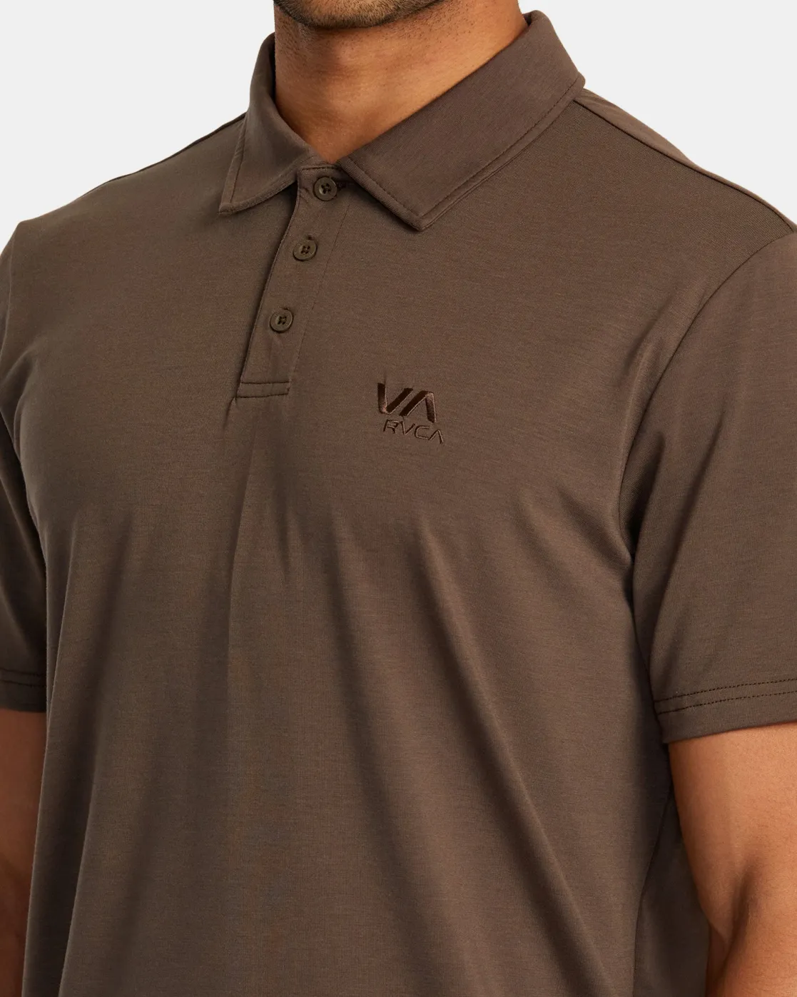 RVCA BALANCE SHORT SLEEVE POLO TEE Mocha Clearance