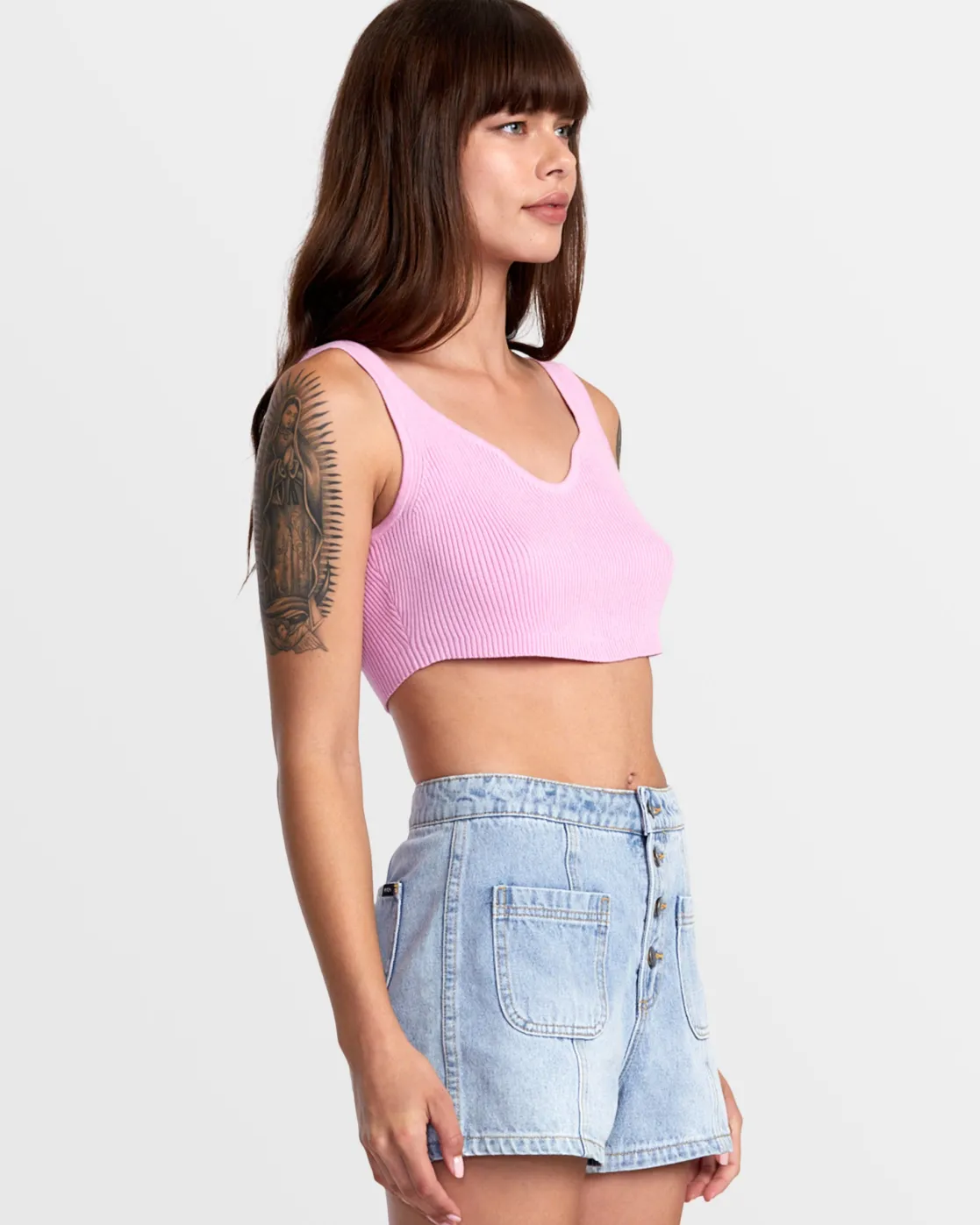 RVCA BARDOT DENIM SHORTS Bleached Indigo Sale