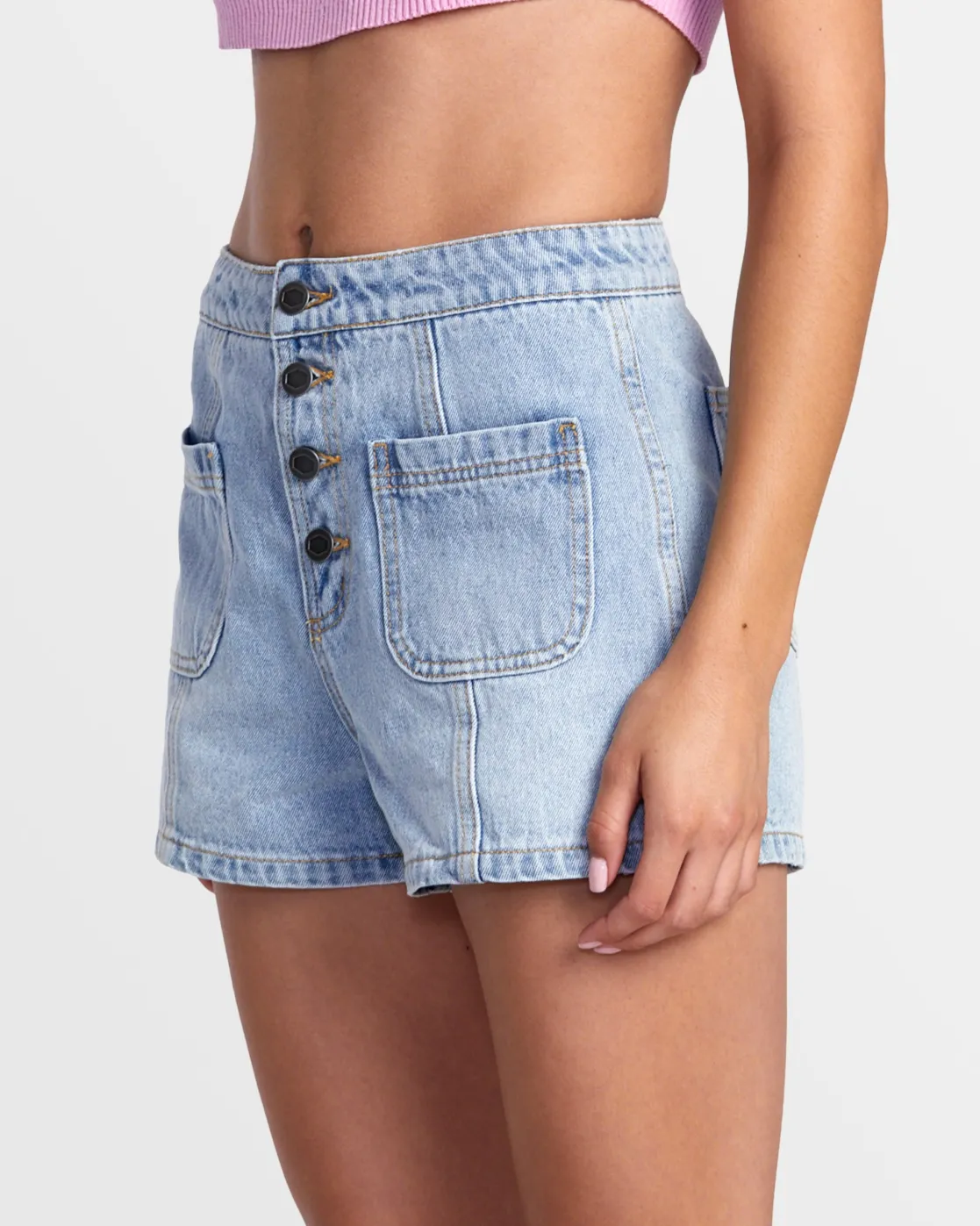 RVCA BARDOT DENIM SHORTS Bleached Indigo Sale