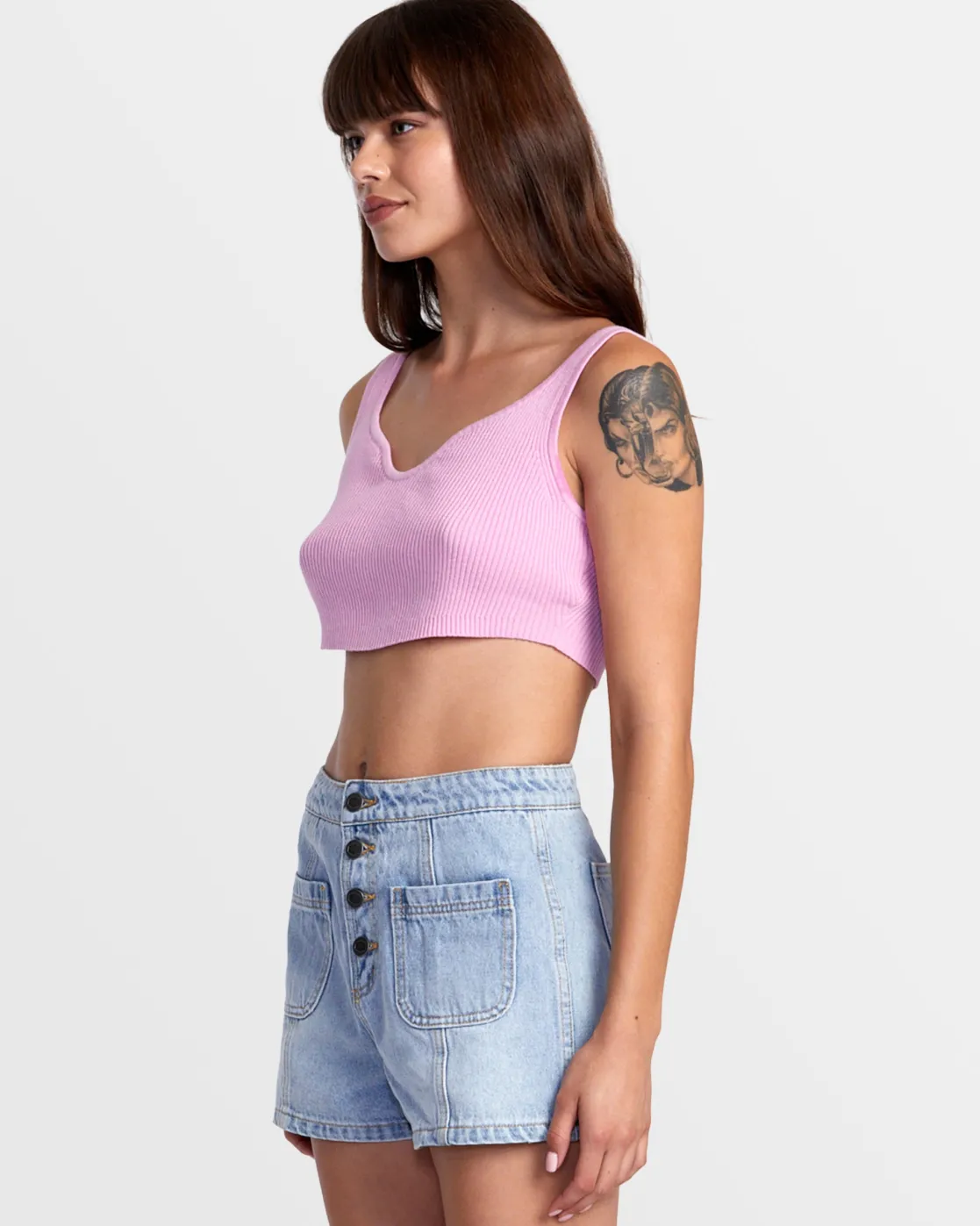 RVCA BARDOT DENIM SHORTS Bleached Indigo Sale