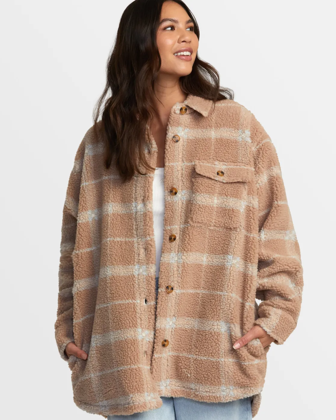RVCA BIRDIE SHACKET FLANNEL JACKET Warm Taupe Sale