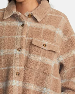 RVCA BIRDIE SHACKET FLANNEL JACKET Warm Taupe Sale