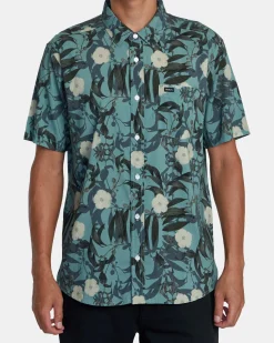 RVCA BOTANICAL SHORT SLEEVE SHIRT Green Tea Clearance