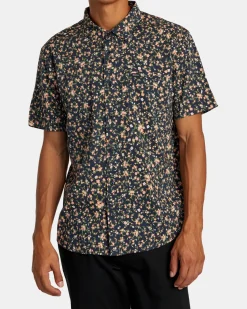 RVCA BOTANICAL SHORT SLEEVE SHIRT Navy Marine Best