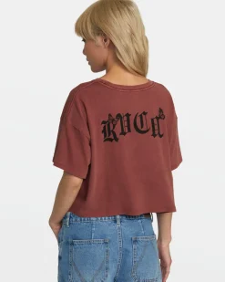RVCA BOYFRIEND CROPPED TEE Madder Brown Discount