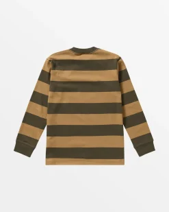 RVCA BOYS CHAINMAIL STRIPE LONG SLEEVE TEE Camel Hot