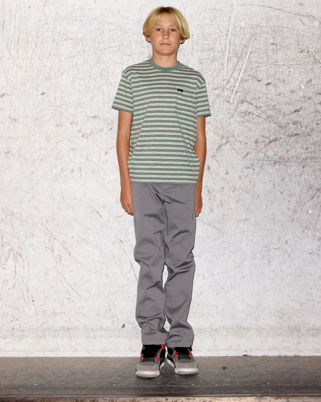 RVCA BOYS MAGNOLIA POCKET TEE Jade Stripe Outlet