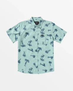 RVCA BOYS POMMIER PALMS SHORT SLEEVE SHIRT Blue Haze