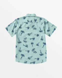 RVCA BOYS POMMIER PALMS SHORT SLEEVE SHIRT Blue Haze