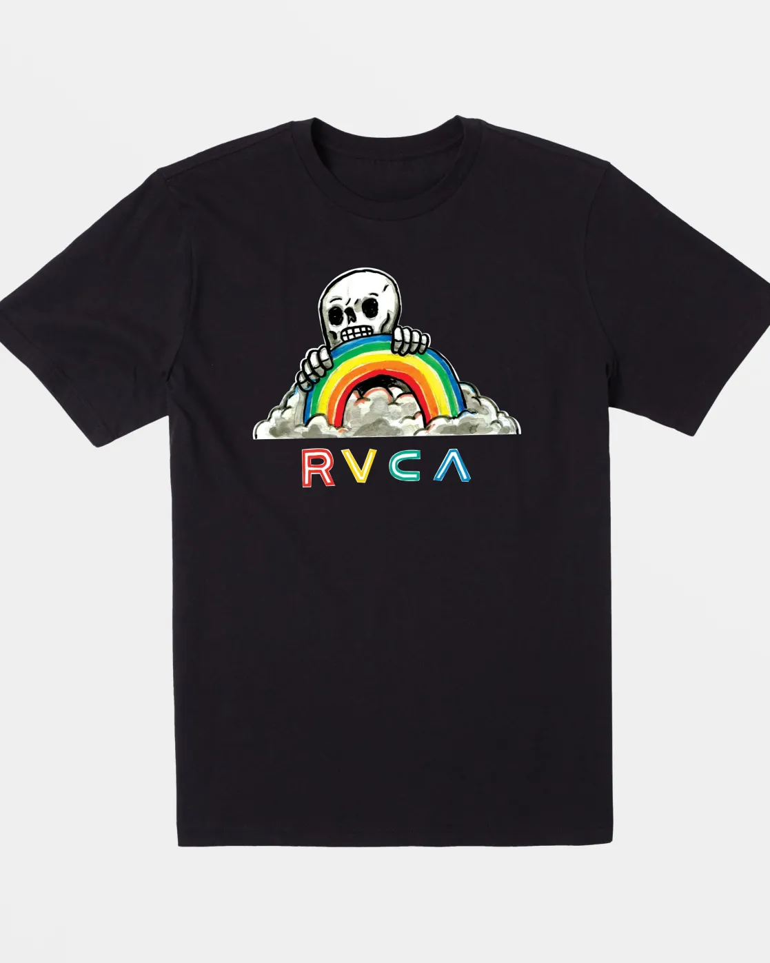 RVCA BOYS RAINBOW SKULL TEE Black Clearance