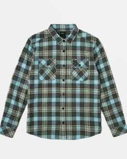 RVCA BOYS THAT'LL WORK FLANNEL LONG SLEEVE SHIRT Charcoal Discount