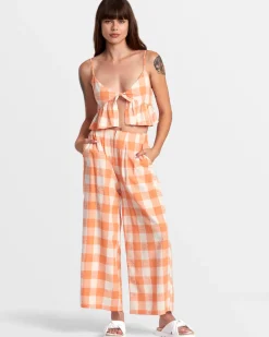 RVCA BRIDGETTE PEPLUM CROP TOP Copper Tan Best