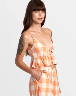 RVCA BRIDGETTE PEPLUM CROP TOP Copper Tan Best