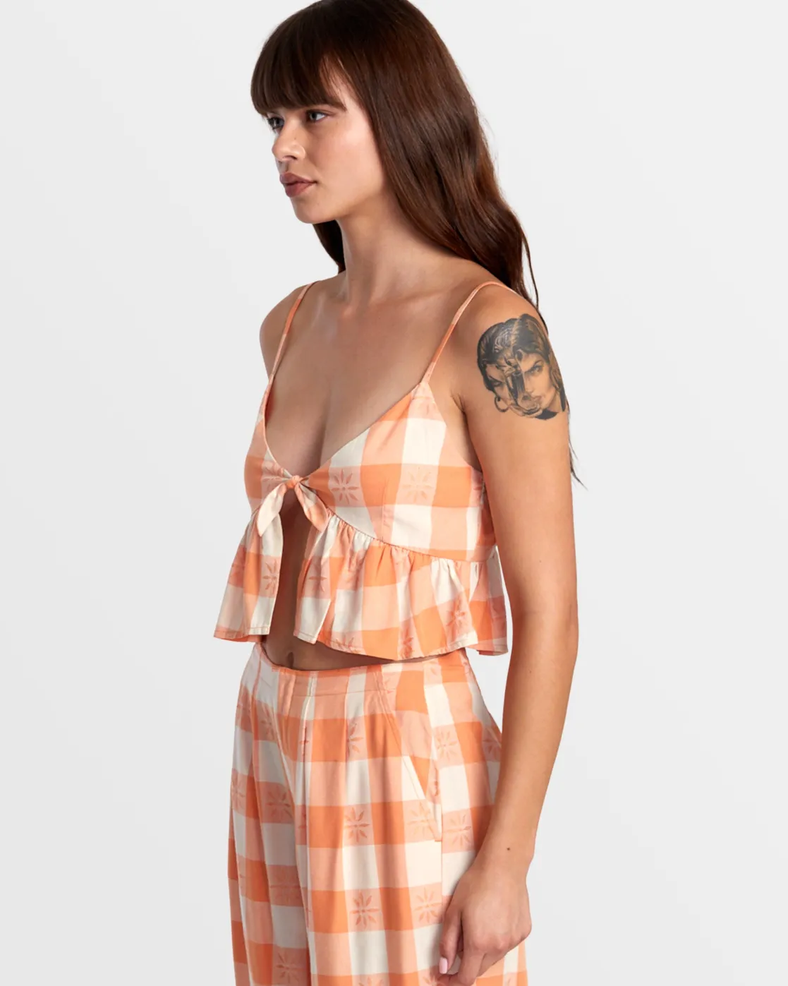 RVCA BRIDGETTE PEPLUM CROP TOP Copper Tan Best