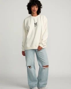 RVCA BUTTERFLY BAGGIE CREW SWEATSHIRT Cloud Online
