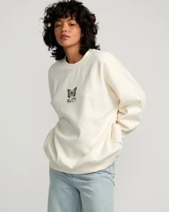 RVCA BUTTERFLY BAGGIE CREW SWEATSHIRT Cloud Online