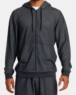 RVCA C-ABLE WAFFLE KNIT ZIP HOODIE Navy Heather Hot