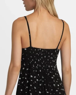 RVCA CAFE MIDI DRESS Black Multi Clearance