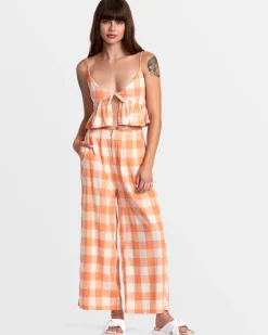 RVCA CALLUM PRINTED WIDE LEG PANTS Copper Tan Hot