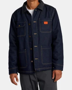 RVCA CHAINMAIL CHORE COAT II Blue Rinse New