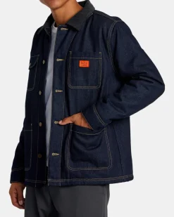 RVCA CHAINMAIL CHORE COAT II Blue Rinse New