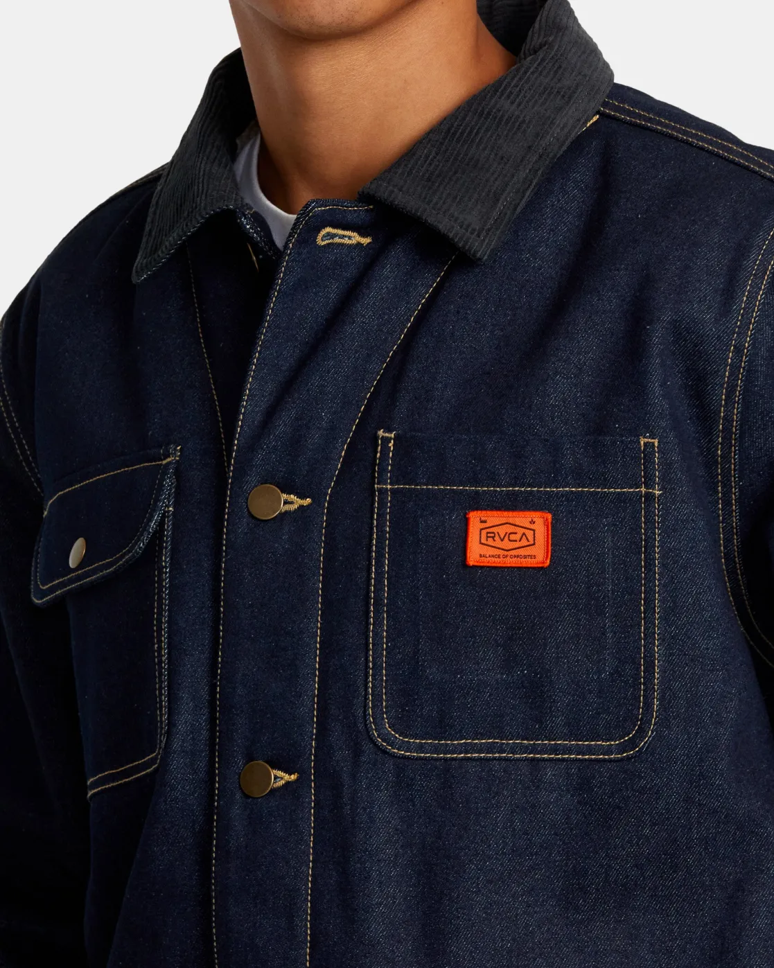 RVCA CHAINMAIL CHORE COAT II Blue Rinse New