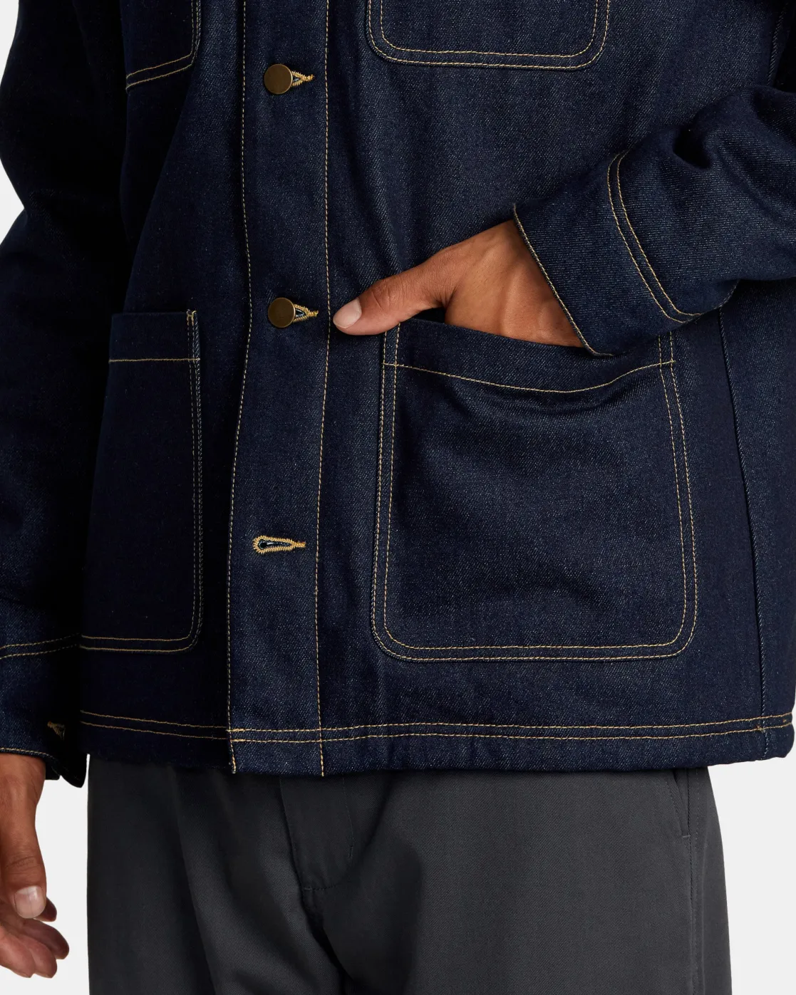 RVCA CHAINMAIL CHORE COAT II Blue Rinse New