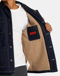 RVCA CHAINMAIL CHORE COAT II Blue Rinse New