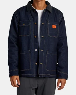 RVCA CHAINMAIL CHORE COAT II Blue Rinse New