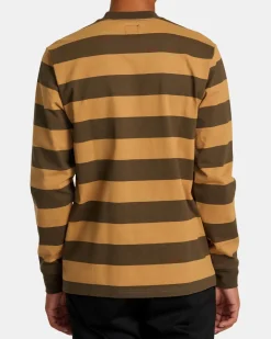 RVCA CHAINMAIL STRIPE LONG SLEEVE TEE Camel Hot