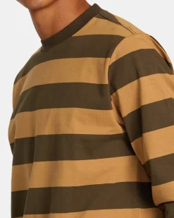 RVCA CHAINMAIL STRIPE LONG SLEEVE TEE Camel Hot