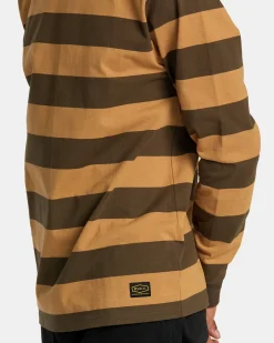 RVCA CHAINMAIL STRIPE LONG SLEEVE TEE Camel Hot
