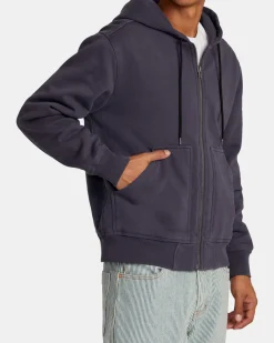 RVCA CHAINMAIL ZIP-UP HOODED SWEATSHIRT Ink Best