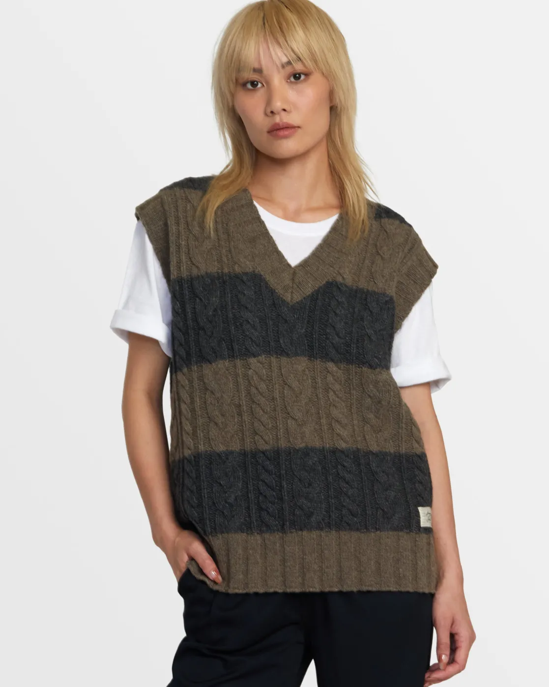 RVCA CHEFS KISS SWEATER VEST Black New