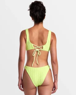 RVCA CHEVY GROOVES HIGH LEG FRENCH BIKINI BOTTOMS Neon Green Discount