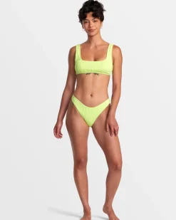RVCA CHEVY GROOVES HIGH LEG FRENCH BIKINI BOTTOMS Neon Green Discount
