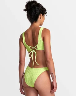 RVCA CHEVY GROOVES HIGH LEG FRENCH BIKINI BOTTOMS Neon Green Discount