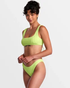 RVCA CHEVY GROOVES HIGH LEG FRENCH BIKINI BOTTOMS Neon Green Discount