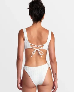 RVCA CHEVY GROOVES HIGH LEG FRENCH BIKINI BOTTOMS Whisper White Clearance