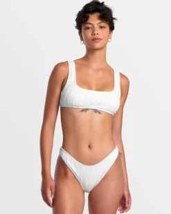 RVCA CHEVY GROOVES HIGH LEG FRENCH BIKINI BOTTOMS Whisper White Clearance