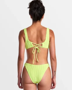 RVCA CHEVY GROOVES LACEBACK BRALETTE BIKINI TOP Neon Green