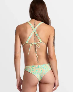 RVCA CONFETTI LOW WAIST CHEEKY BIKINI BOTTOMS Neon Green Discount