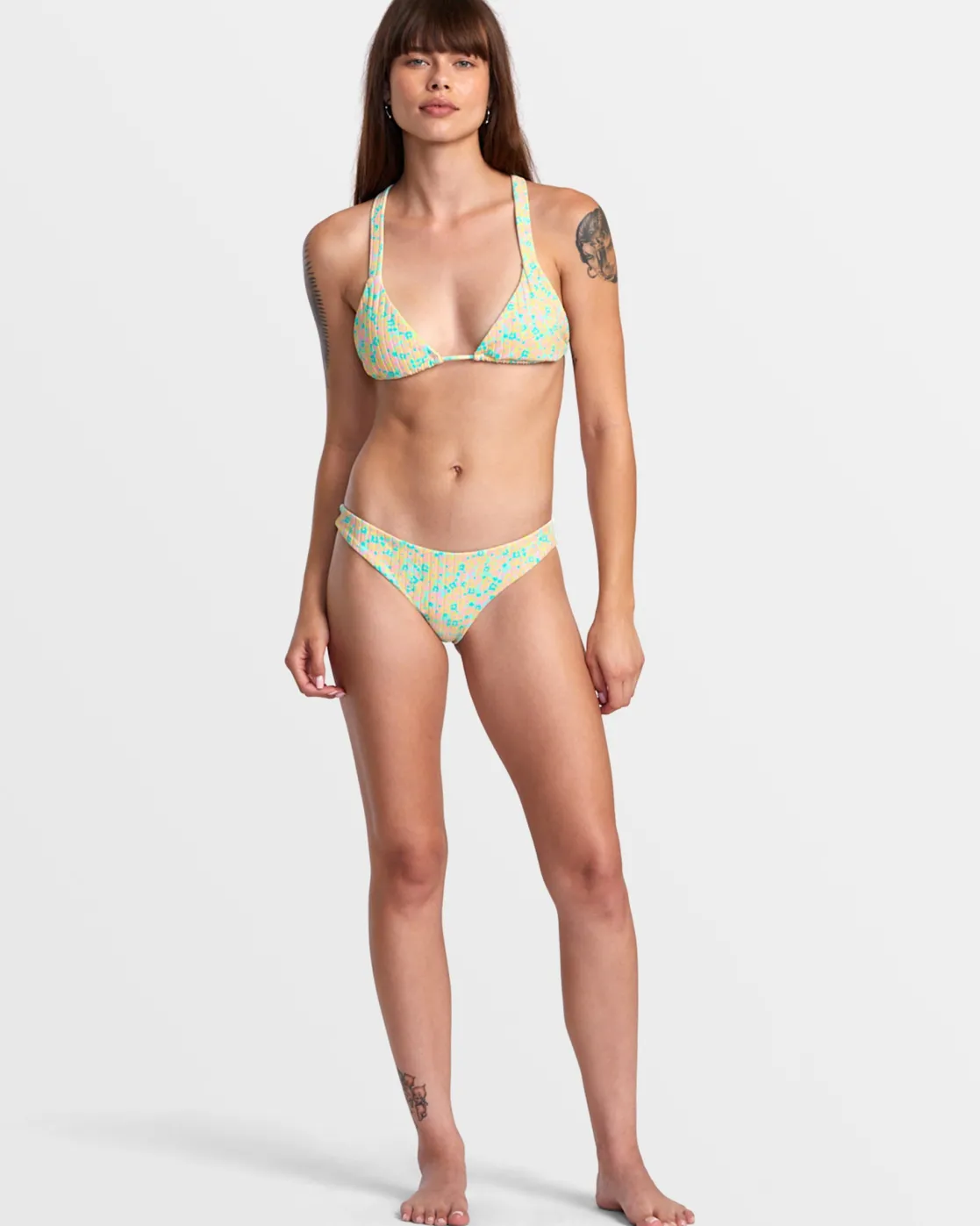 RVCA CONFETTI LOW WAIST CHEEKY BIKINI BOTTOMS Neon Green Discount