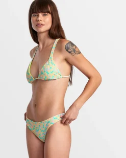 RVCA CONFETTI LOW WAIST CHEEKY BIKINI BOTTOMS Neon Green Discount