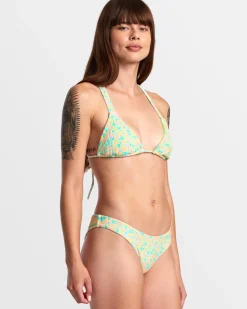 RVCA CONFETTI WIDE CROSSBACK TRIANGLE BIKINI TOP Neon Green New
