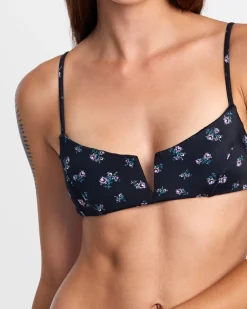 RVCA CONTEMPO V-WIRE BRALETTE BIKINI TOP Black Discount